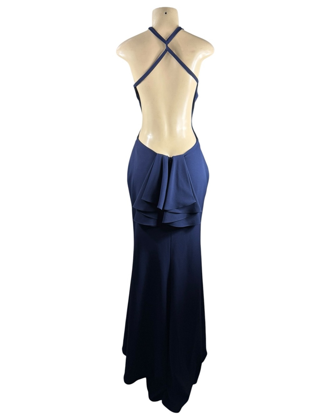 JOVANI Navy Halter Neck Maxi Dress Size 8 - Picture 7 of 7